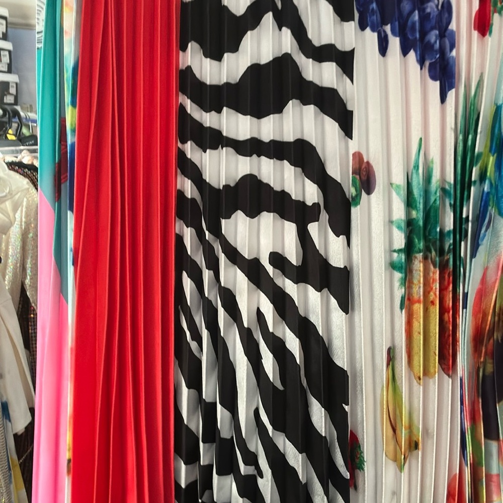 Red/Zebra/fruit abstract accordion style Skirt